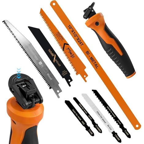 8 in 1 Hacksaw, Multifunctional Mini Hand Saw, Self-Locking Design & Ergonomic Handle, for Cutting Wood, Plastic and Plywood (1/5)