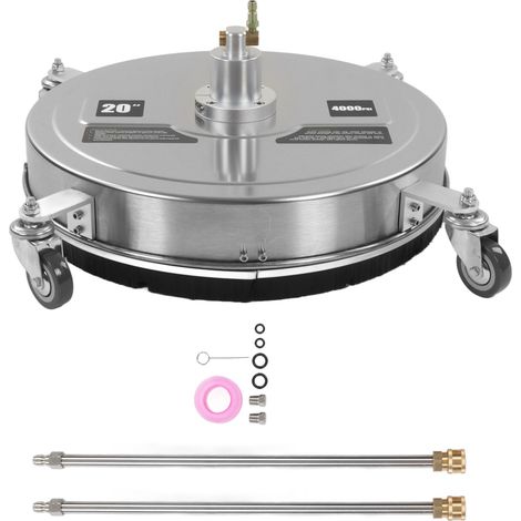 Nettoyeur de surface haute pression 20 pouces 4000 PSI en acier inoxydable avec 4 roues et rallonge, pour sols puissants (1/5)