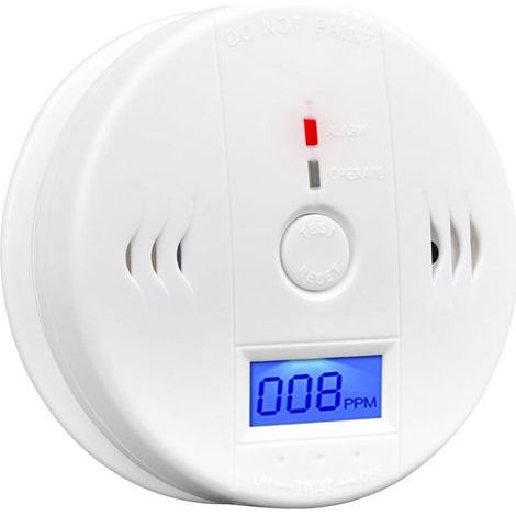 Detector de monóxido de carbono, alarma de CO a pilas con pantalla LCD y alerta por voz. (1/4)