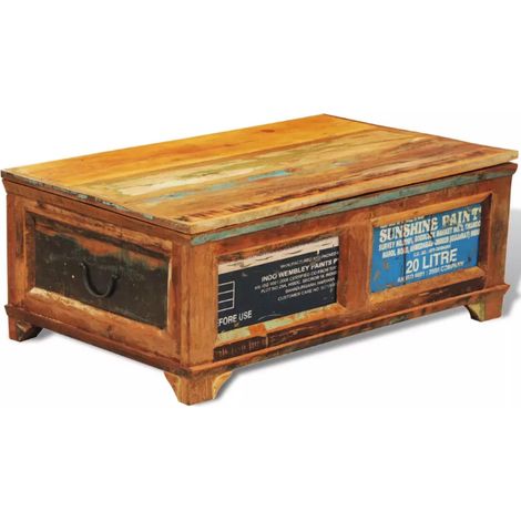 Table basse rectangulaire bois massif foncé recyclé Moust (1/5)