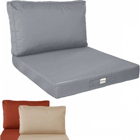 Linxor – Kit de coussins déhoussables pour salon de jardin – 60 x 60 cm – Polyester Oxford 180 gr/m² – Dossier en flocons de mousse – Déperlant