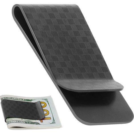 Pince à Billets en Fibre de Carbone, Mince Pince à Billets Métal Portefeuille Fin Noir Brillant Simple et Business Money Cash Clip pour Saint Valentin Cartes Visite Cartes Crédit Espèces Black