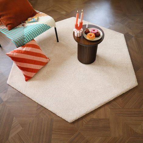 Tapis hexagonal en matière recyclée - Re-life - Beige nude - 147 x 170 cm (1/5)