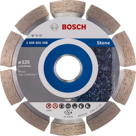 Bosch Professional 1x Standard for Stone Diamond Cutting Disc (for Concrete, Granite, Ø 125 x 22.23 x 1.6 x 10 mm, Accessories for Angle Grinders)