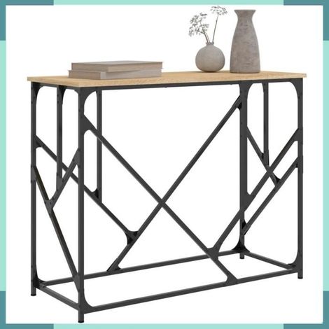 Table console - 834116 - chêne sonoma - 100 x 40 x 80 cm - bois d'ingénierie et métal (1/5)