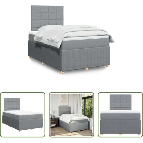 Matratze - Boxspringbett mit Matratze Hellgrau 120x200 cm Stoff (1/5)