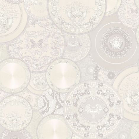 Carta da parati di lusso Profhome 349014 Carta da parati TNT leggermente strutturata design lucida argento bianco bianco-crema 7,035 m2
