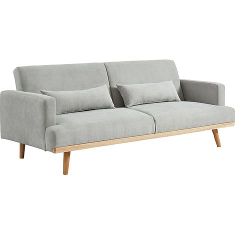 Canapé 3 places convertible clic-clac en tissu ESME - Gris clair (1/5)
