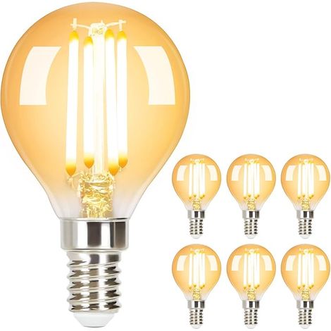 GBLY Paquet de 6 ampoules LED E14 Lampe vintage – Ampoule rétro Edison G45 2700K 4W Blanc chaud Ampoule à filament Verre Antique Lampe économe en énergie pour Hôtel Maison Café Bar (1/5)