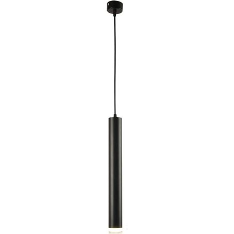 Suspension linéaire à long tube, lampe suspendue à flûte en métal avec finition de peinture noire, lustre LED moderne - 3W - 6000K, lampes à suspension d'éclairage décoratif pour îlot de cuisine ultra (1/5)