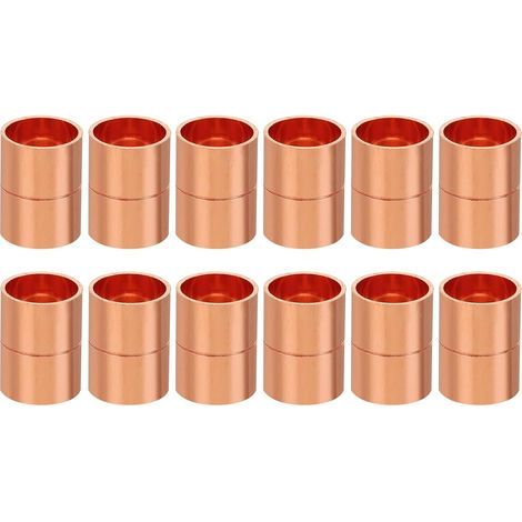 12 Stück Kupferlöthülsen, 16-mm-Rohrkupplungen, gerade Rohrverschraubungen für HLK-Anlagen, 1 mm dick (1/5)