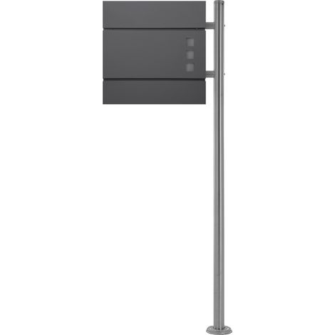 ECD Germany Boîte aux Lettres sur Pied avec Compartiment à Journaux, Ensemble de Boîte Moderne, Design avec Poteau, Support de Boîte aux Lettres Argent 120cm, en Acier Inoxydable, 37x10,5x36,5cm