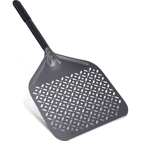 Pelle à Pizza, Plaque à Pizza pour Four en Aluminium Anodisé Dur avec Poignée Bonne Prise, Grattoir à Pizza Perforé pour Pizzas, Pain, Tartes Faites Maison 30 cm (1/5)