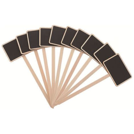 Panneau pour Plantes, Lot de 36 étiquettes, à piquer, avec Ardoise, en Bois, 7.55.50.25cm Naturel/Noir (1/5)