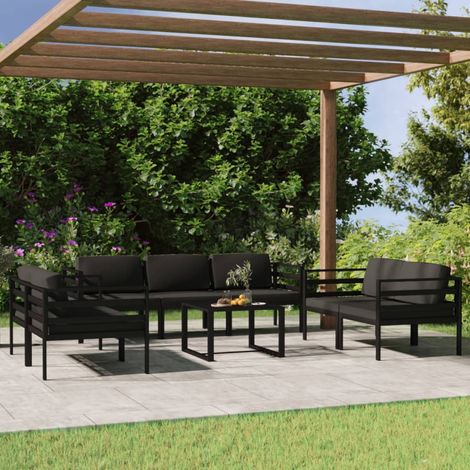 8-tlg. Garten-Lounge-Set mit Kissen Aluminium Anthrazit (1/5)