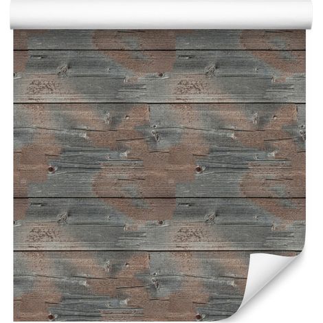 Papel pintado con diseño de tablones horizontales de madera para salón y dormitorio, 50x1000 cm. (1/5)