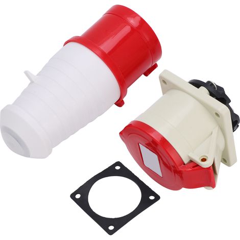 Prise industrielle 3P+E 4 broches 32A IP44 étanche pour installation encastrée 380V-415V (1/5)