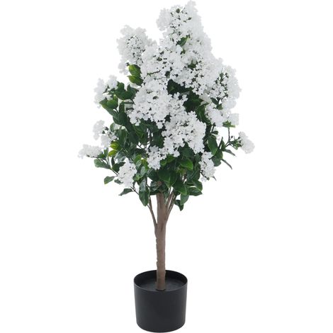 [NON UTILIZZATO] Lillà artificiale HHG-048, pianta decorativa artificiale, albero artificiale, pianta artificiale, per esterni, in polietilene, 95x40x40 cm, bianco (1/5)