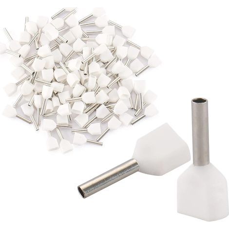 Pack of 100 double insulated copper crimp connectors AWG 22/0.5 mm² for TE0508 cable, white. (1/5)