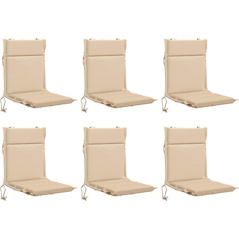 Low Back Chair Cushion GEMERT 6 pcs 100% Polyester Cream vidaXL