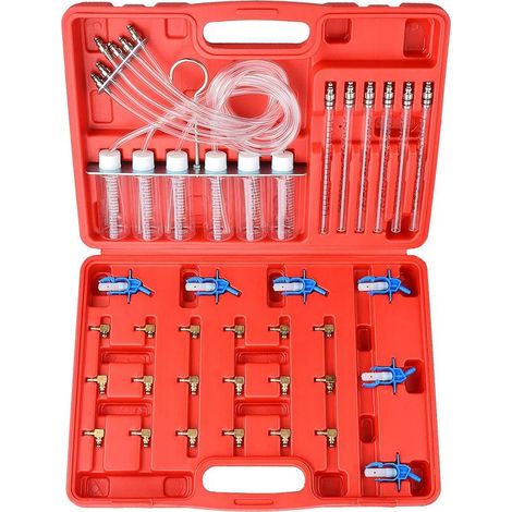 Kit complet 24 adaptateurs test injecteur diesel 6 cylindres, outil professionnel contrôle fuite et pression rampe commune (1/4)