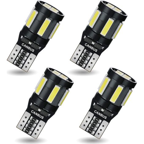 T10 W5W LED CANBUS 12V Car Interior Lamp White  T10 W5W LED Bulb Anti Error 501 194 Dome Ceiling Light Map Side Trunk Position License Plate Lamp 4pcs (1/5)
