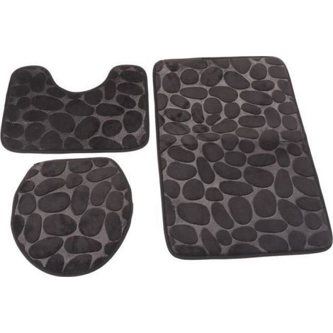 Tapis Couverture Abattant Toilettes - Forme U - Polyester Absorbant Antidérapant - Salle De Bain - Ensemble De 3 Pièces (1/4)