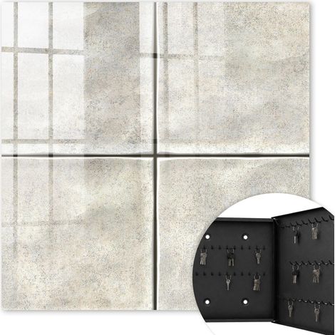 Armoire à clés - (30 cm x 30 cm) - Boîte à clés murale - Coffret de rangement pour clés - Couleur noire - Ouverture vers la droite - Pour maison et bureau - Carrelage beige (1/5)