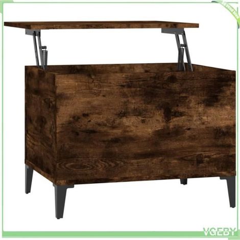 Table basse - V GEBY - 60x44,5x45 cm - Chêne fumé - Bois d'ingénierie - Métal (1/4)