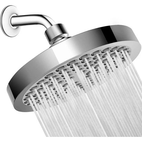 Regendusche mit Duscharm, 6 Zoll, Hochdruck, Wassersparend, Anti-Kalk-Düsen, 360° verstellbar, Chrom (1/5)