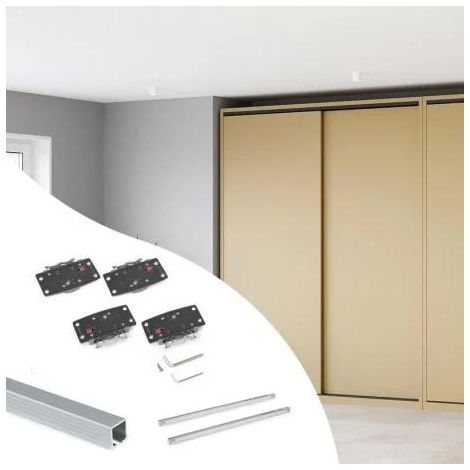 Emuca Flow 2 kit de herrajes negro para puertas correderas