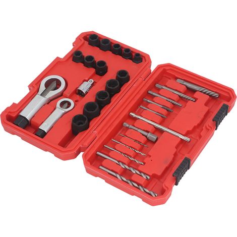 Lot de 28 pièces extracteur de vis cassées en acier au chrome molybdène antirouille pour extraction de vis abîmées réparation entretien (1/5)