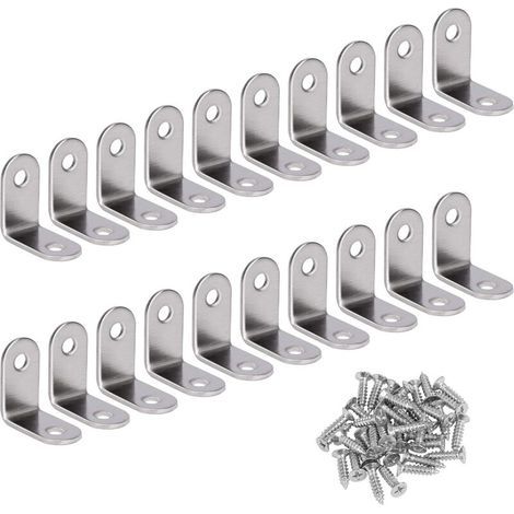 Angle Droit Support Inox 90 Degrés Support De Coin support d'angle en forme de L Fixation Équerre Livré Avec Vis Argent 20 Pièces 30 30 16mm (1/5)