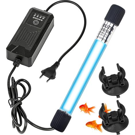 Lampe Stérilisatrice UV pour Aquarium, 11 W, avec Minuterie, Clarificateur d'Eau contre les Algues et Bactéries, pour Bassins, Étangs et Piscines (1/5)