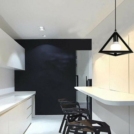 TrAdE Shop Traesio - Lampadario Da Soffitto A Sospensione Forma Di Triangolo 3d Portalampada E27 A35 - Nero (1/3)