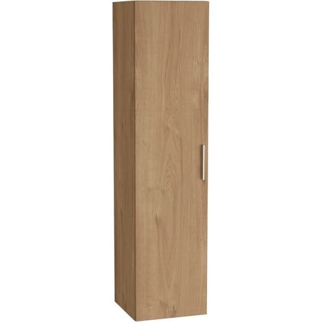Vitra – Armoire de salle de bain suspendue 145x35x35 cm – MIAV35D – 1 porte softclose – Finition mélaminée chêne – 3 étagères ajustables