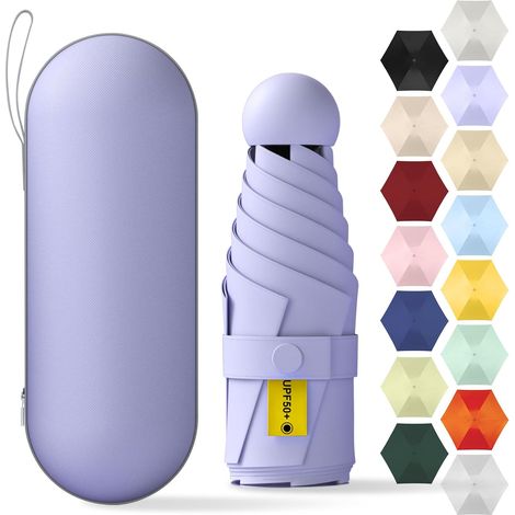 Parapluie de poche enfant, boîte rangement incluse, protection UV, 6 os, résistant aux tempêtes, ultra portable. (1/5)