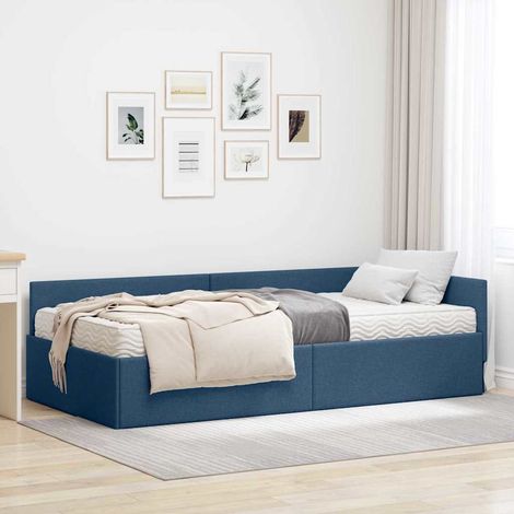 Eckbettgestell mit Matratze Sonstiges 2 pcs Blau Stoff