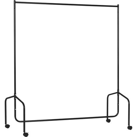 HOMCOM Portant à Vêtements avec Roulettes Tringle a Vêtement solide Charge 140 Kg 150 x 60 x 170 cm Porte-Manteau en acier noir