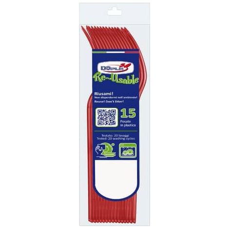 Dopla Forchette Compact Rosse Riutilizzabili 15 pz
