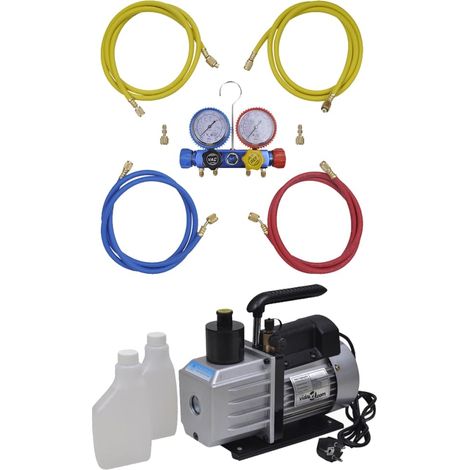 FIMEI Pompe à vide 50 L/min avec manomètre à 4 voies en kit d'outils (1/5)