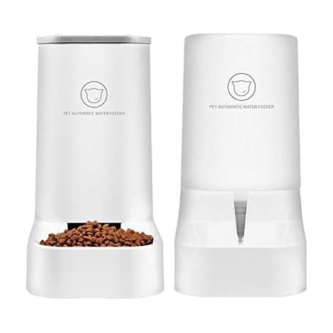 Distributeur de Nourriture/Eau Fontaine Automatique-3.75Lx 2 Pièces- Alimentation pour Chien/Chat/Accesoires Gamelle Animaux Domestiques BPA Free (1/5)