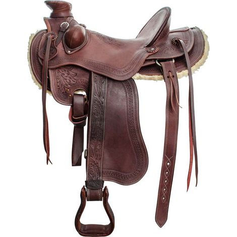 Sella western modello Ranch in cuoio con lavorazione basket: 17", Marrone