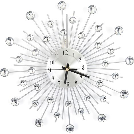 Montre murale en métal avec strass diamant, décoration luxe pour salon et chambre (1/5)