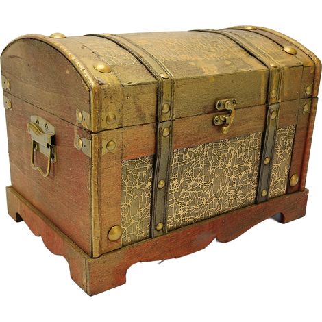 Boîte de rangement décorative rétro élégante en bois, boîte à bijoux, organisateur pour bracelets, colliers et cosmétiques, couleur or, taille L (1/5)
