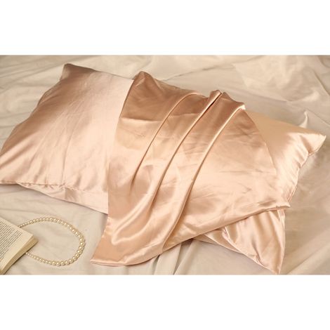 Taie D Oreiller - Soie Glacée - Taille Reine - Rose Doré - Respirant - Doux - Pour Dormeurs Chauds - 1 Pièce (1/5)