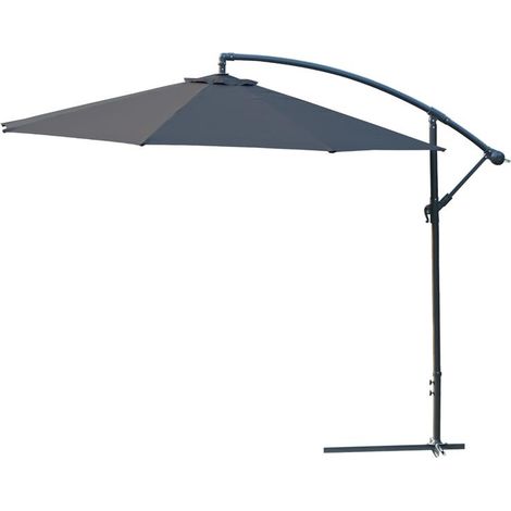 OMBRELLONE DA GIARDINO A BRACCIO DELUXE INCLINABILE CON MANOVELLA 3 M GRIGIO (1/5)