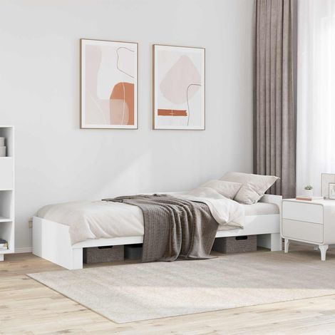 Cadre de lit 80 x 200 cm avec tête de lit en bois d’ingénierie blanc - PANGIVO (1/5)