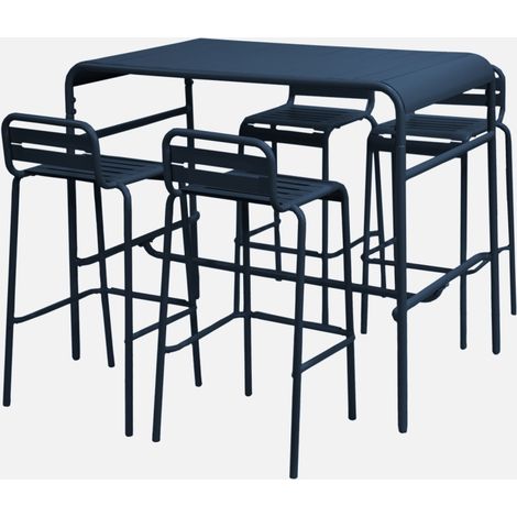 Set tavolo alto da giardino in acciaio con 4 sgabelli, 120cm (1/5)