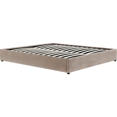 Sommier coffre 160 x 200 cm en tissu chenille - Taupe - FIRMEO de YSMÉE (1/5)